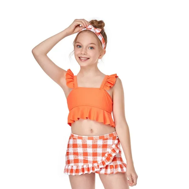 Girl Floral Ruffle Two Pieces Swimwear