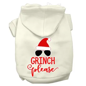 Grinch Please Screen Print Dog Hoodie Cream S (10)
