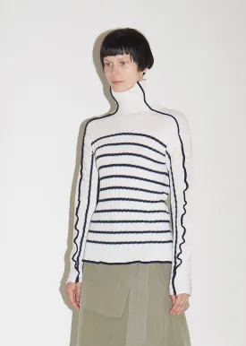 Harrie Linen Stripe Turtleneck Sweater