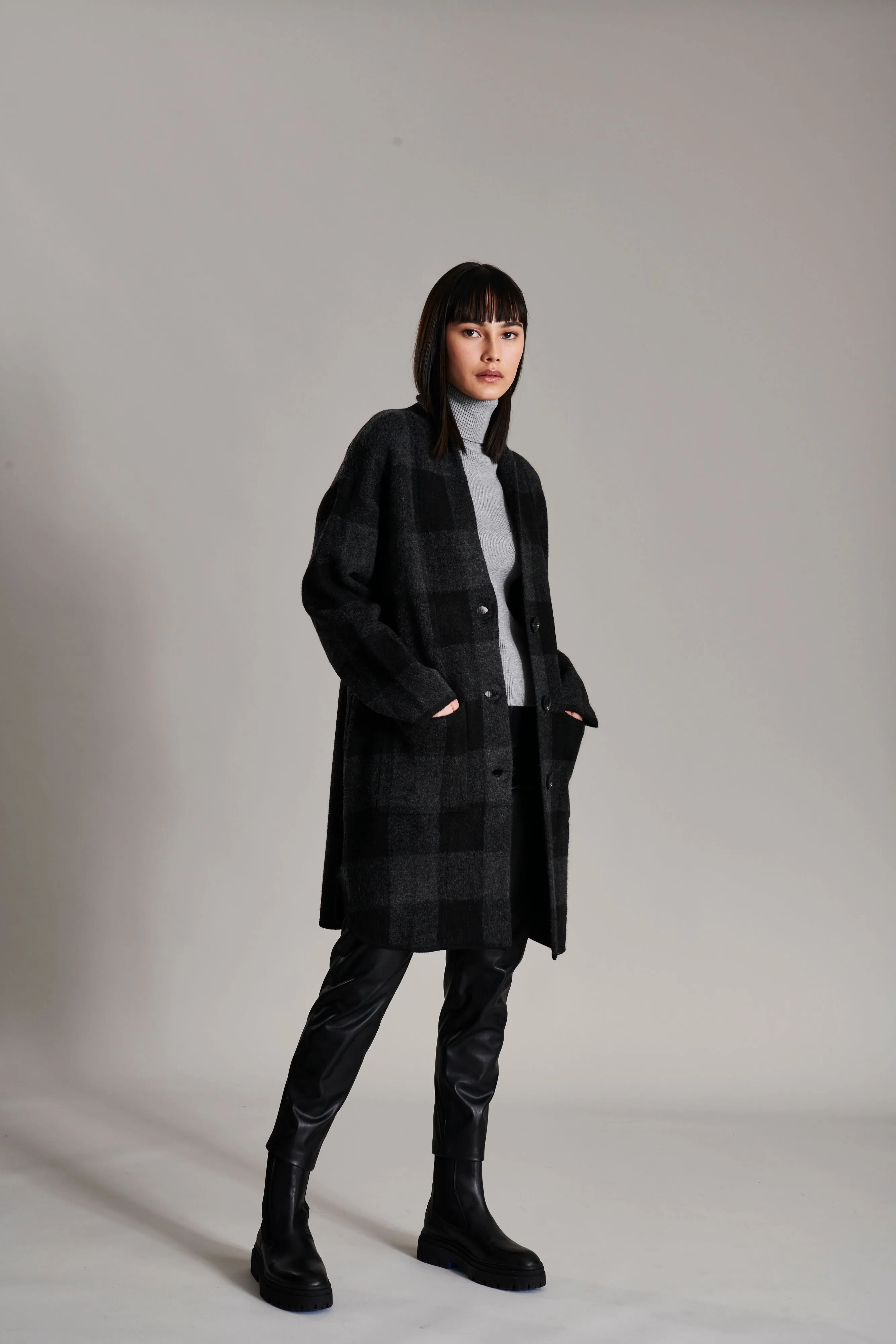 Lennon Smoke Plaid Coat
