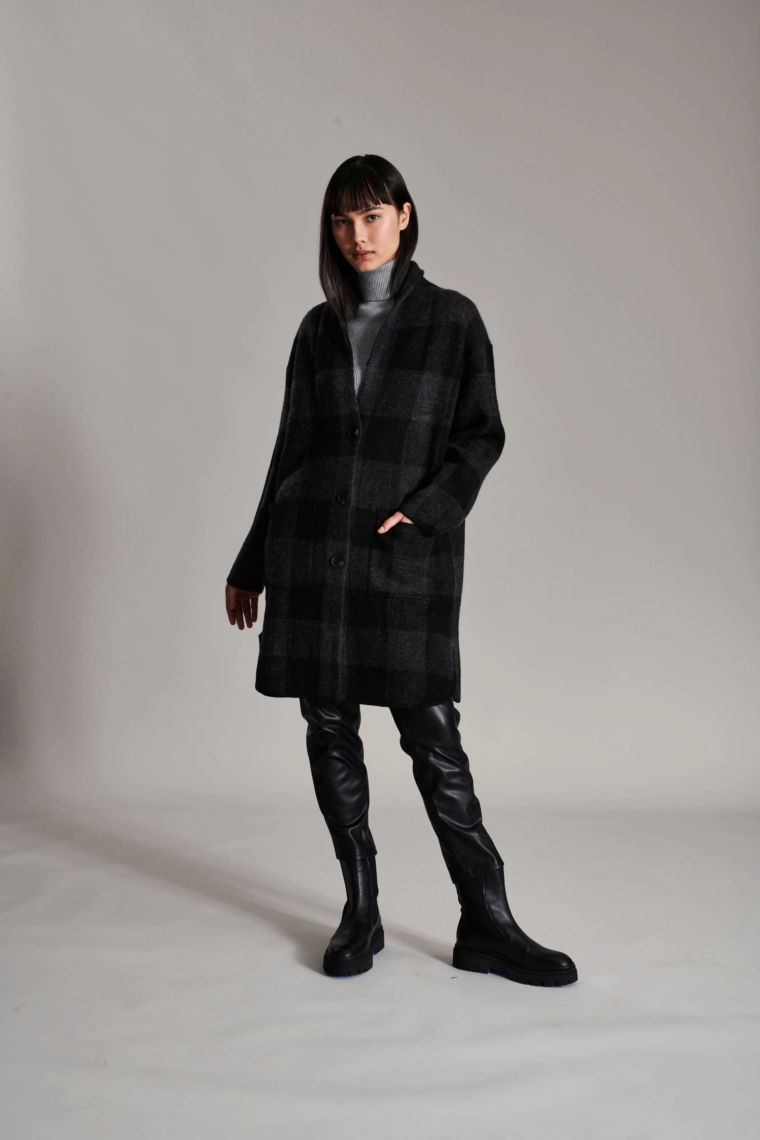 Lennon Smoke Plaid Coat