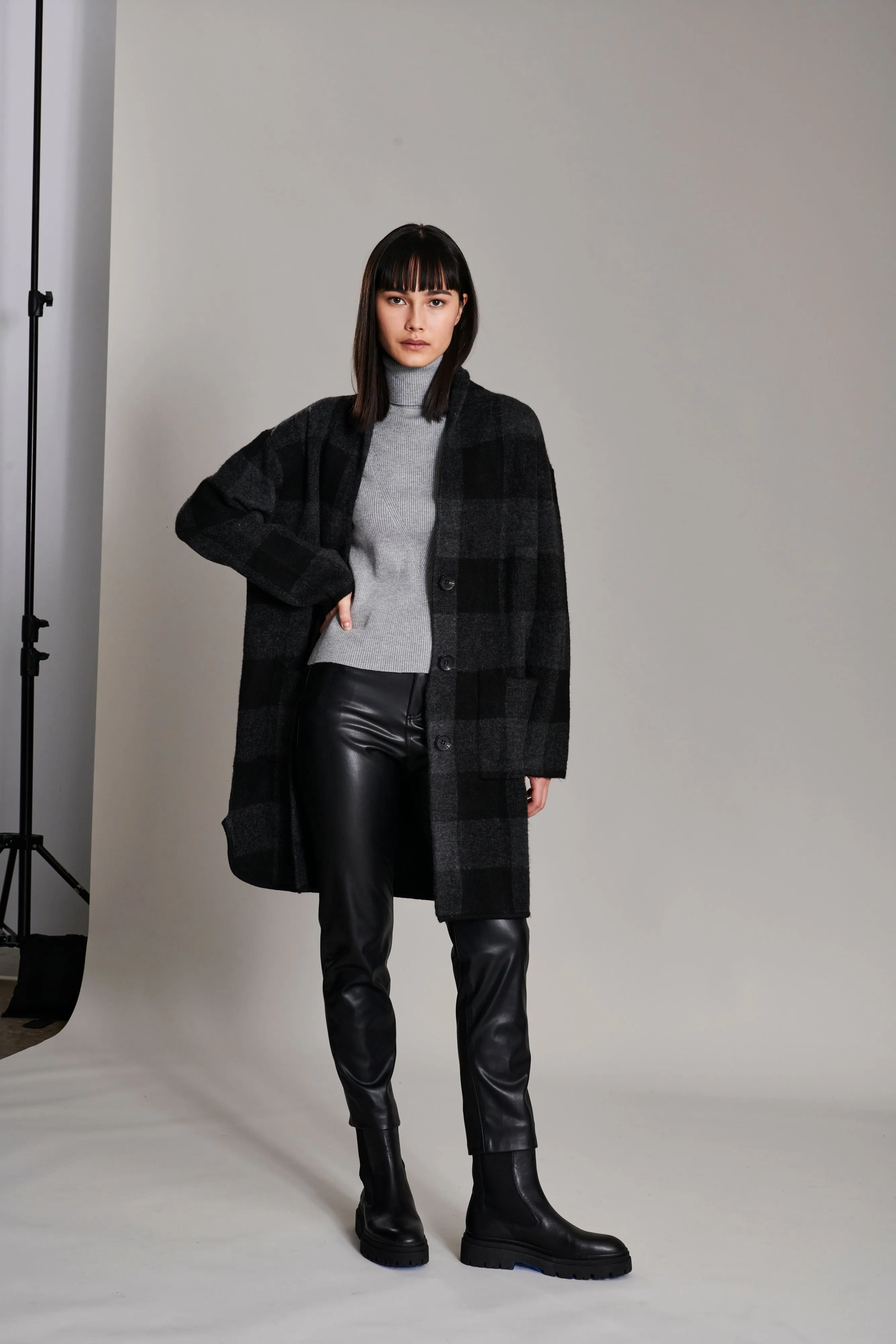Lennon Smoke Plaid Coat