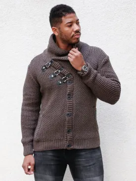 [Liam] Mahogany Shawl Collar Button Sweater