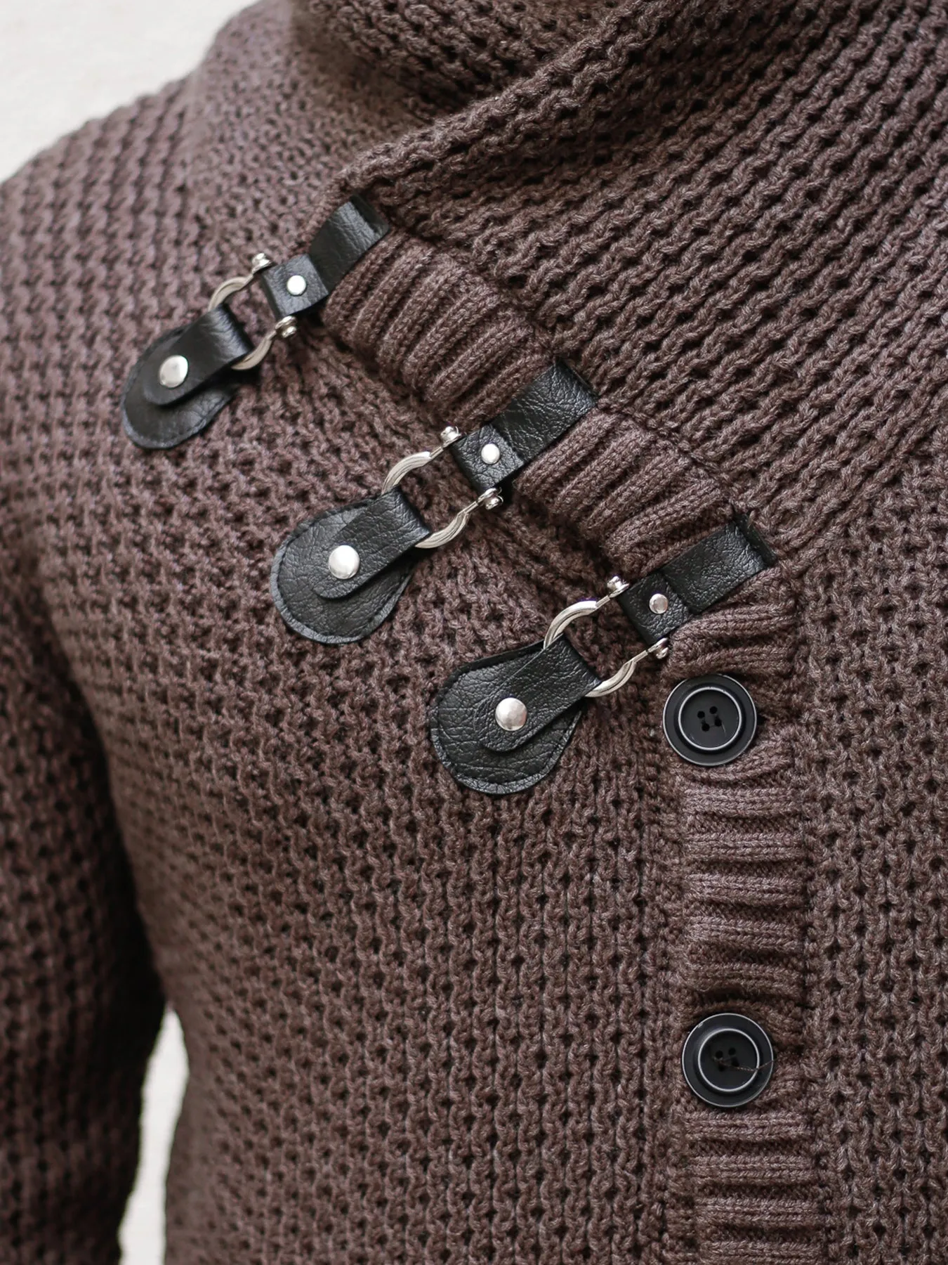 [Liam] Mahogany Shawl Collar Button Sweater