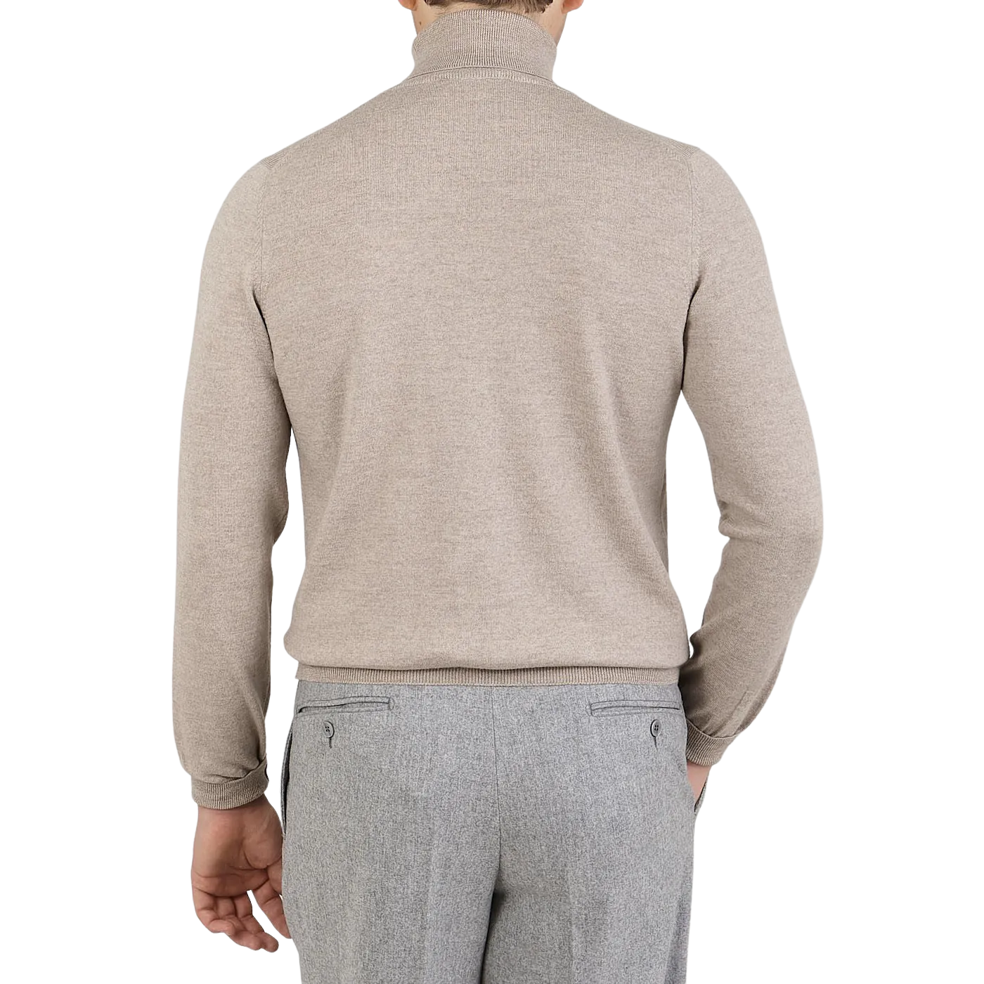 Light Beige Extra Fine Merino Roll Neck