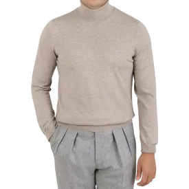 Light Beige Extra Fine Merino Roll Neck