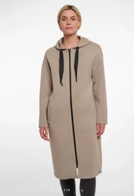 Long Hooded Coat - Dusky Khaki
