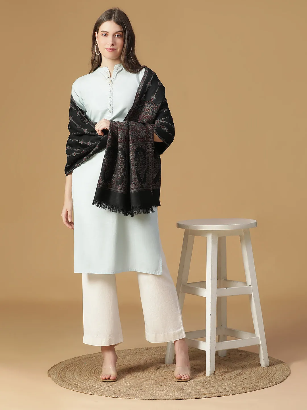 Majestic Weave Women Jacquard Shawl