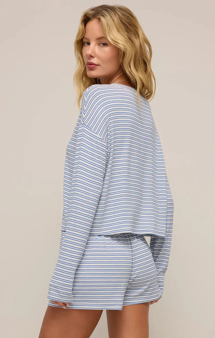 Mara Long Sleeve Stripe Cardigan in Vanilla Ice