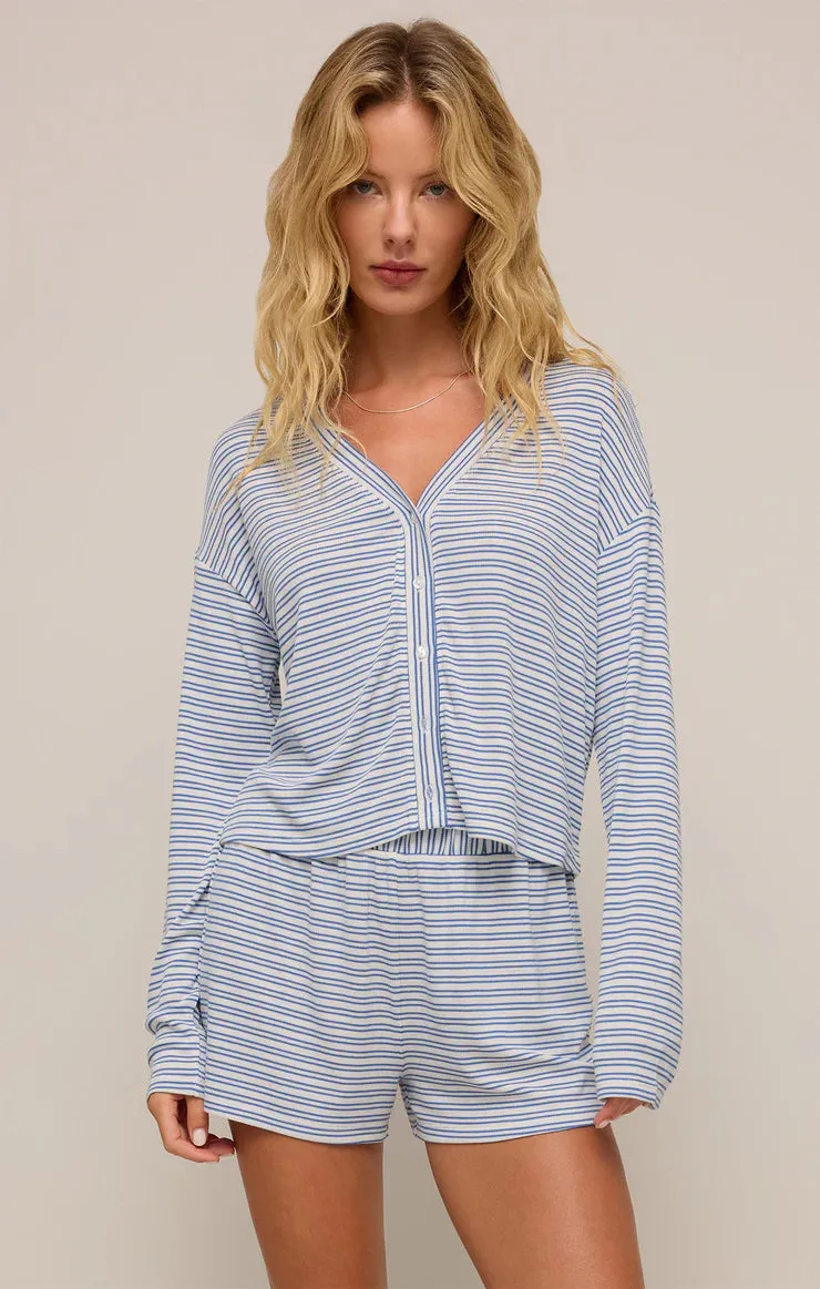 Mara Long Sleeve Stripe Cardigan in Vanilla Ice