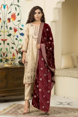 Marjjan by Zohaib Arts Unstitched 3 Piece Sequins Emb Shawl Collection'2022-MVD-16-Red