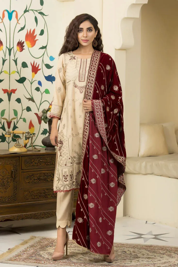 Marjjan by Zohaib Arts Unstitched 3 Piece Sequins Emb Shawl Collection'2022-MVD-16-Red
