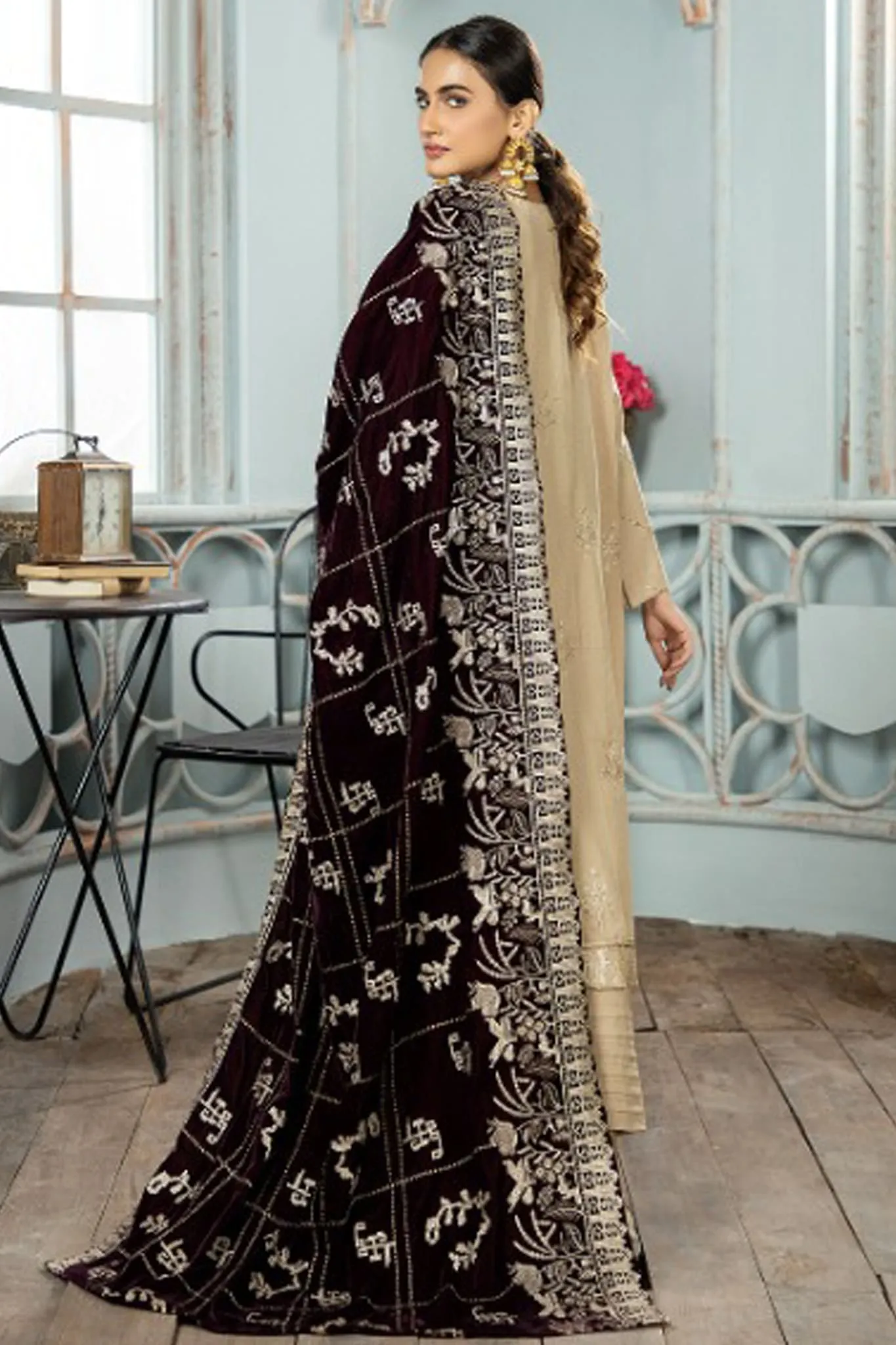 Marjjan Unstitched 3 Piece Embroidered Self Wool Collection'2022-MVD-15-Purple