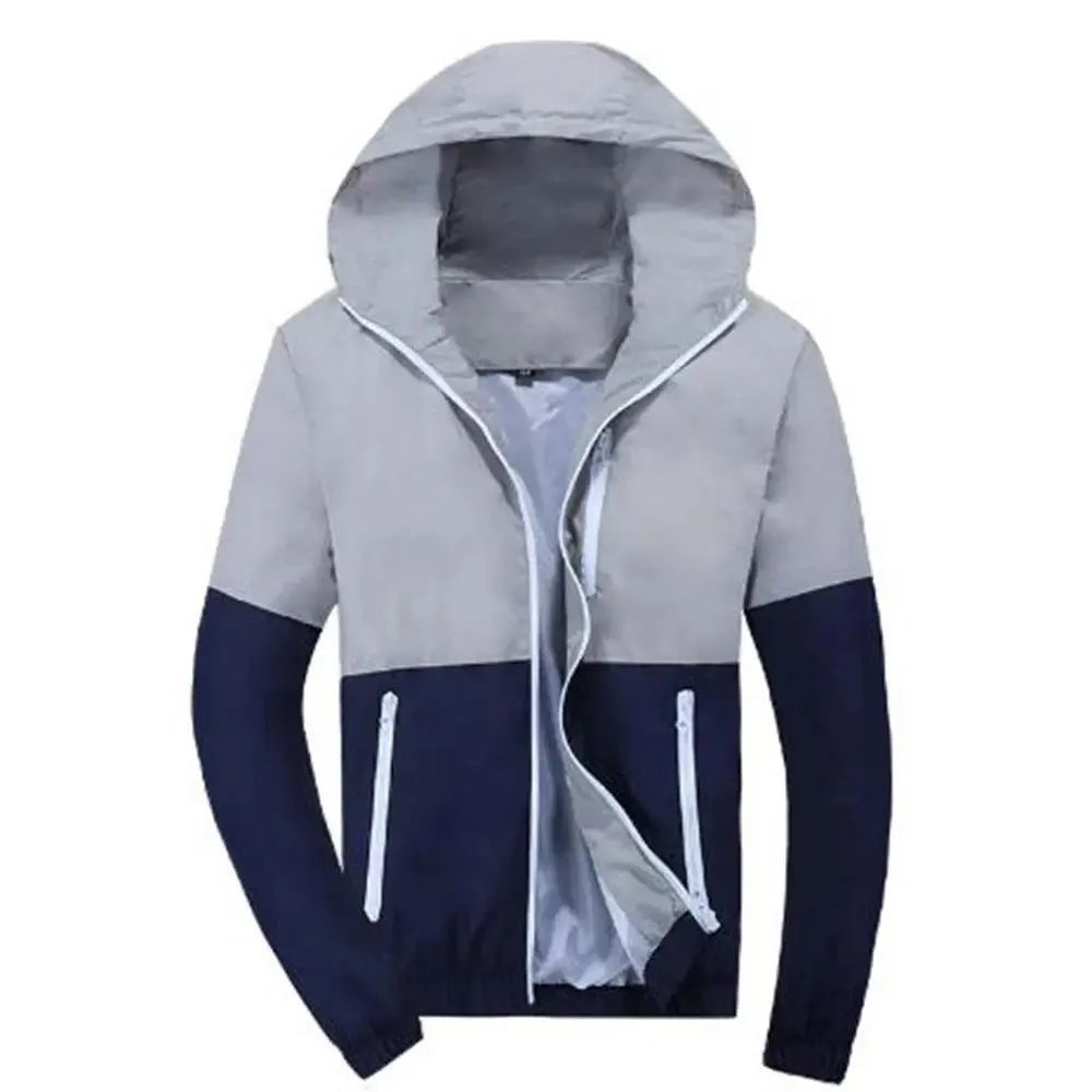 Men’s patchwork zipper hoodies windbreaker sportswear