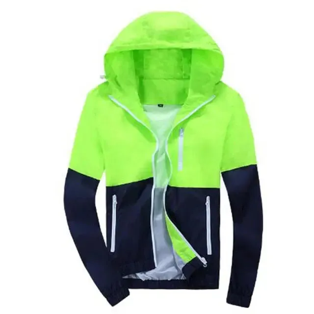 Men’s patchwork zipper hoodies windbreaker sportswear