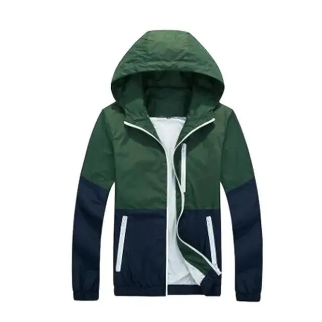 Men’s patchwork zipper hoodies windbreaker sportswear
