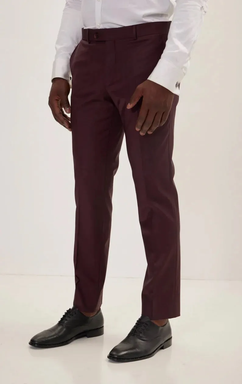 Merino Wool Peak Suit - Burgundy