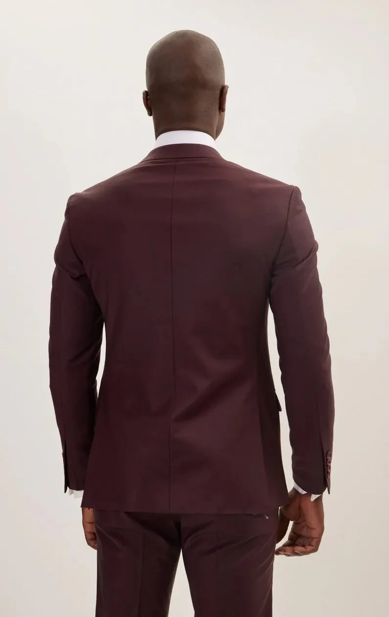 Merino Wool Peak Suit - Burgundy