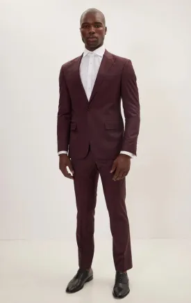 Merino Wool Peak Suit - Burgundy