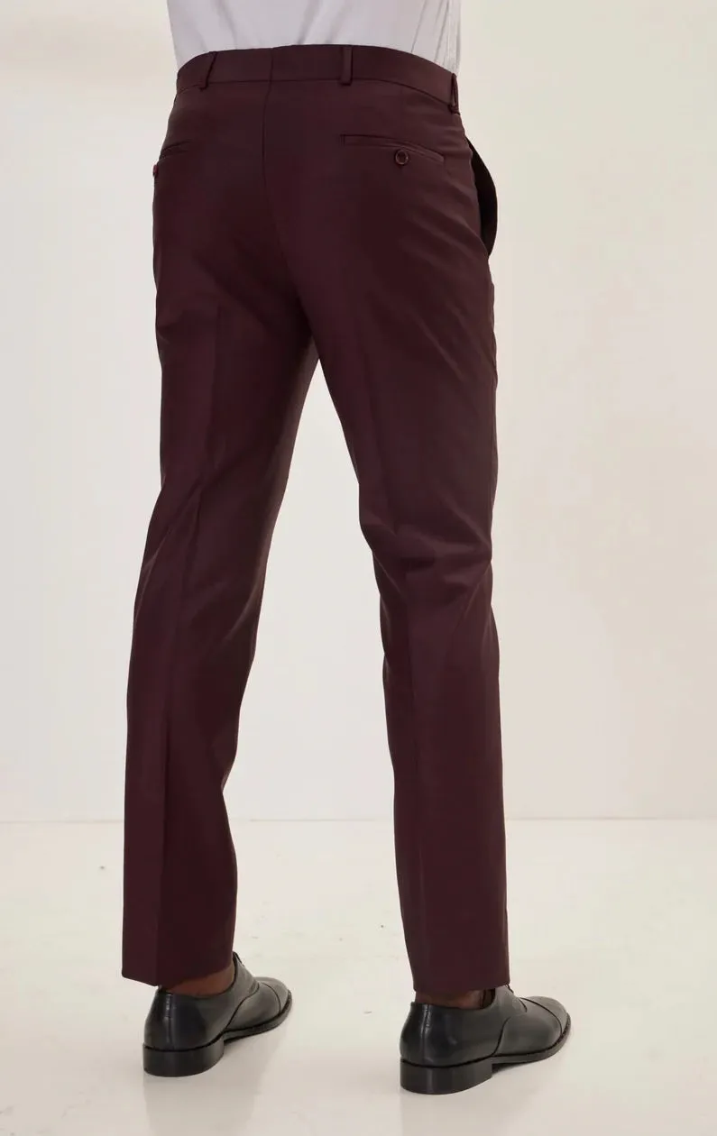 Merino Wool Peak Suit - Burgundy