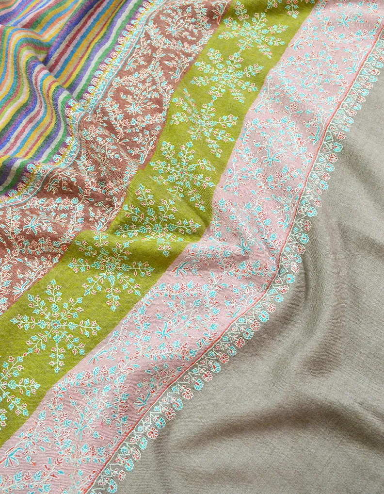 Multicoloured Embroidery Pashmina Shawl 7355