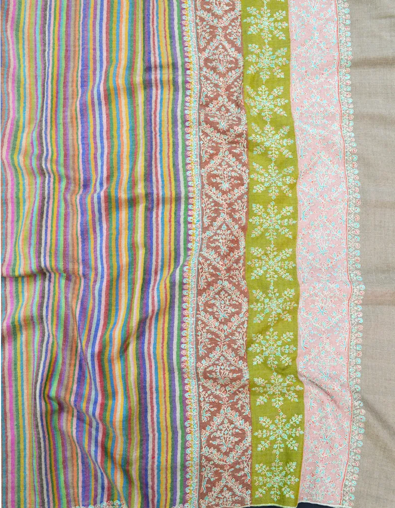 Multicoloured Embroidery Pashmina Shawl 7355