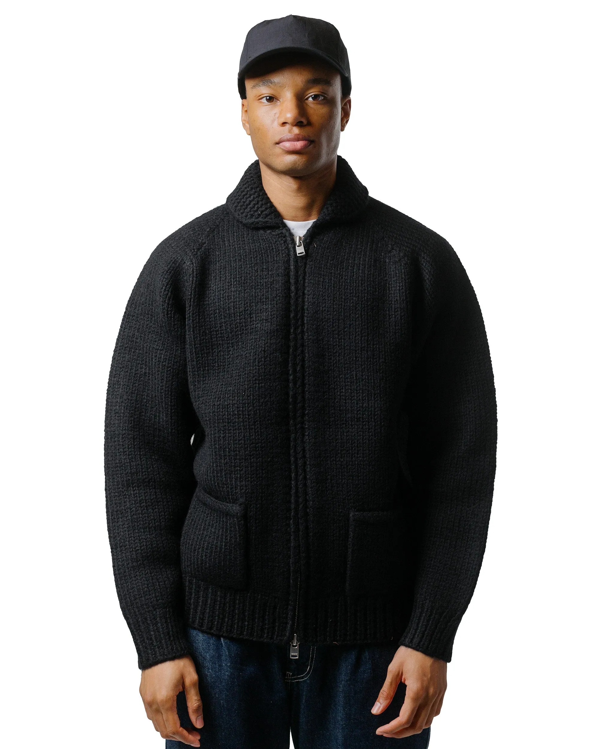 nonnative Adventurer Hand-Knit Cowichan Sweater Wool Yarn Black