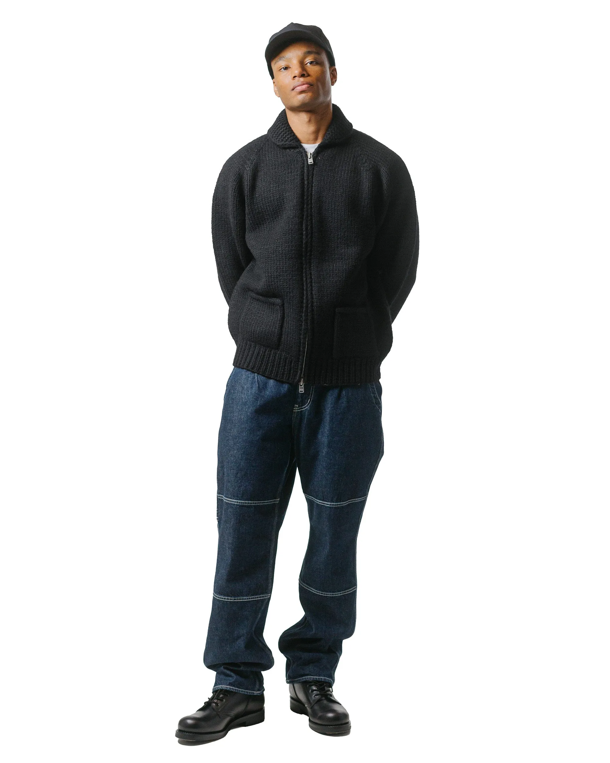 nonnative Adventurer Hand-Knit Cowichan Sweater Wool Yarn Black