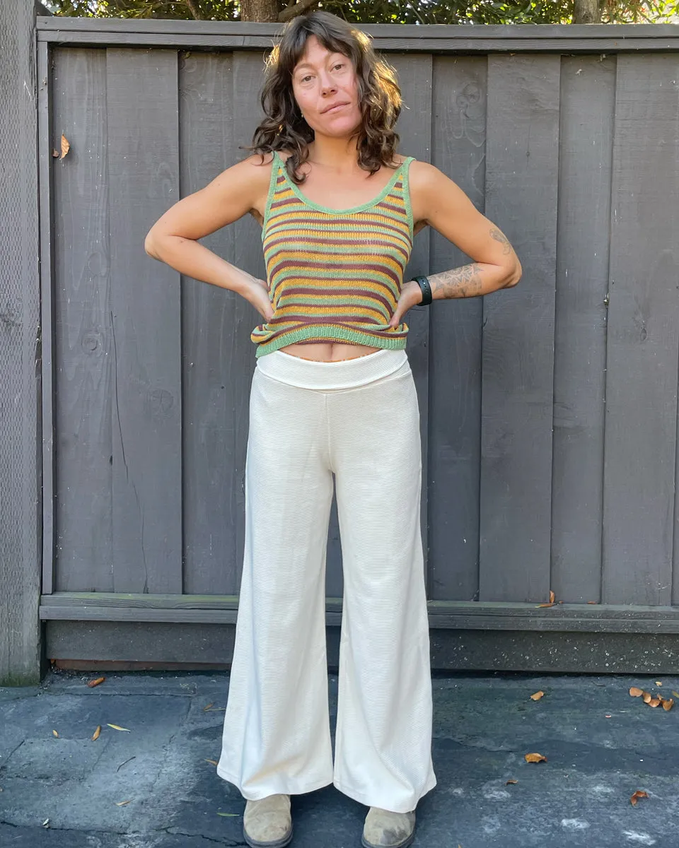 Organic Ribbed Cotton Wide Leg Pants