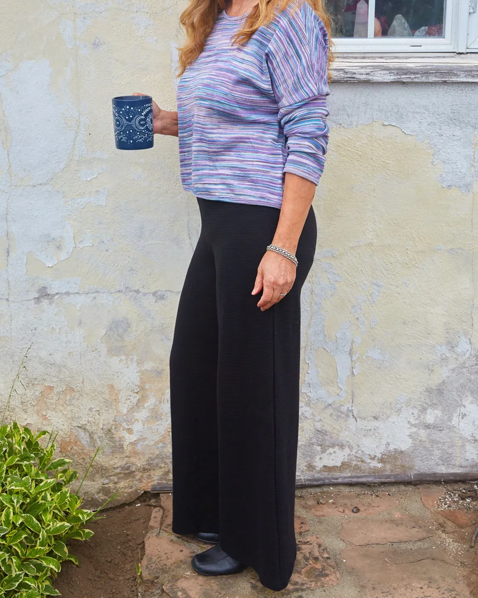 Organic Ribbed Cotton Wide Leg Pants