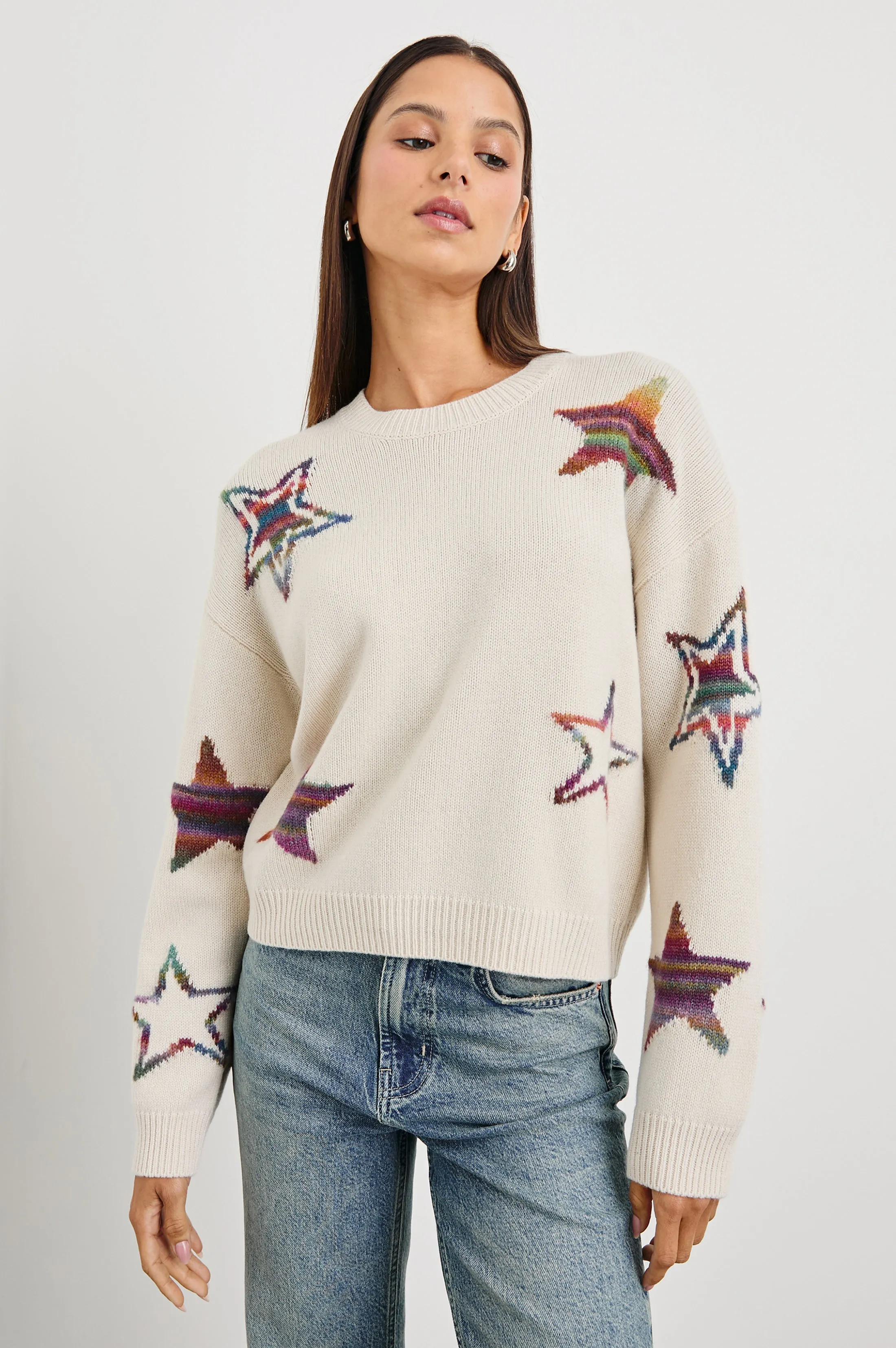 PERCI SWEATER - IVORY RAINBOW MULTI STARS