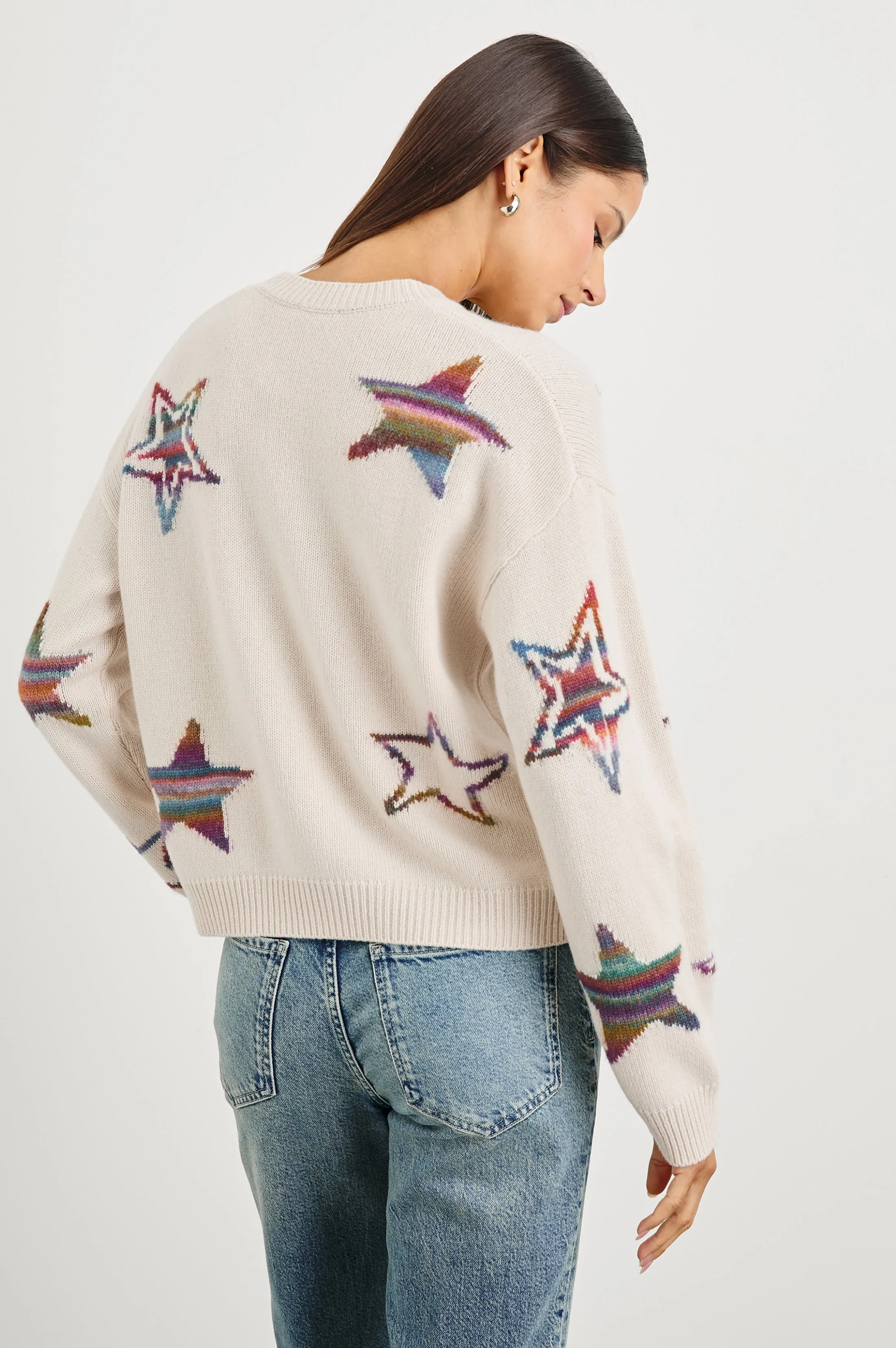 PERCI SWEATER - IVORY RAINBOW MULTI STARS