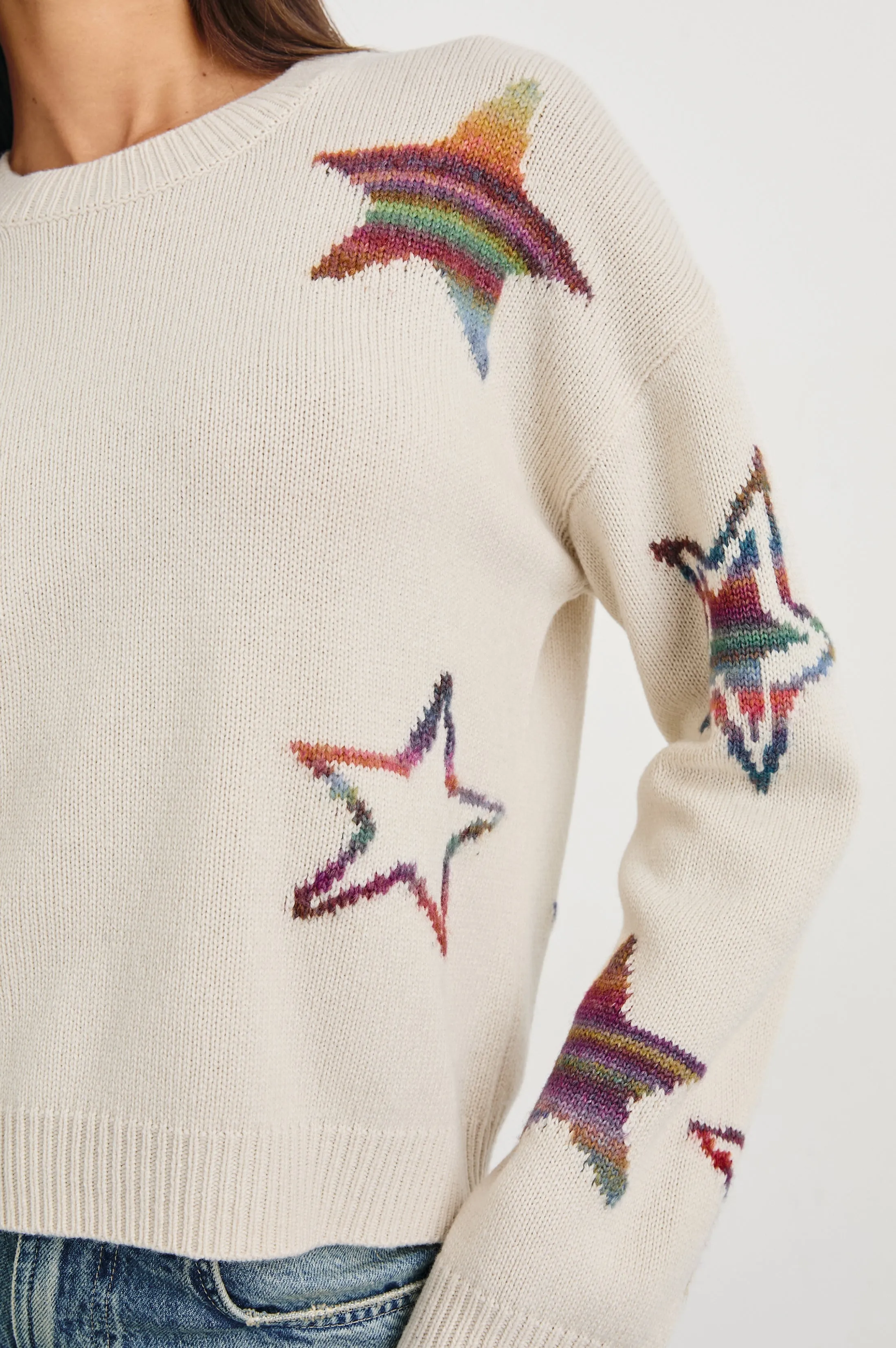 PERCI SWEATER - IVORY RAINBOW MULTI STARS