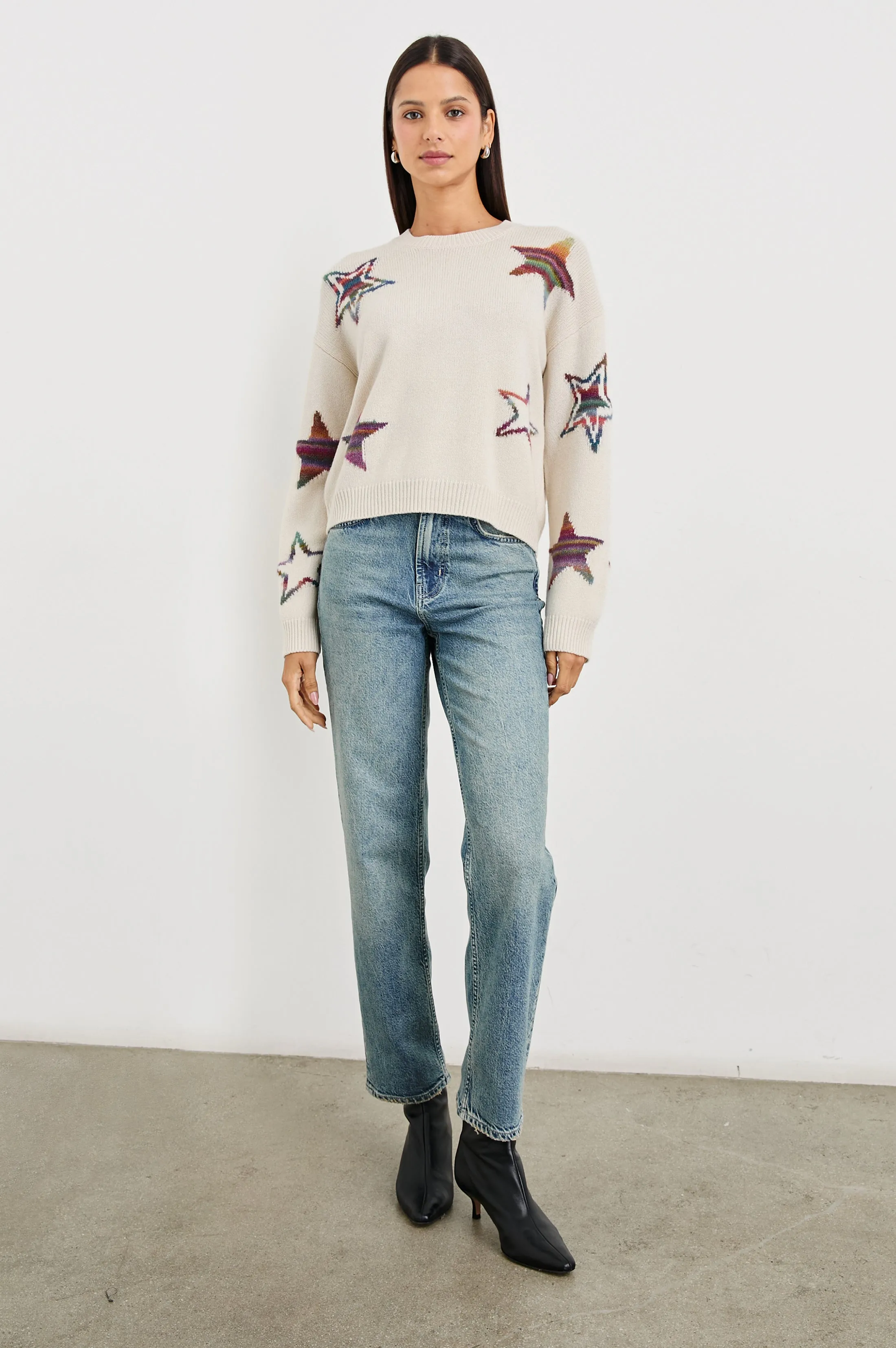 PERCI SWEATER - IVORY RAINBOW MULTI STARS