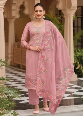 Pink Maheshwari Silk Embroidered Festive Salwar Suit