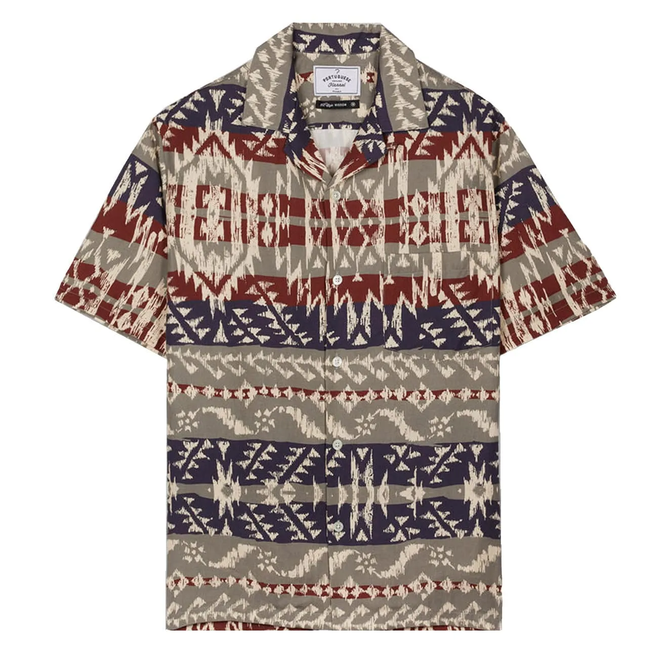Portuguese Flannel Toki SS Shirt Grey / Navy / Bordeaux