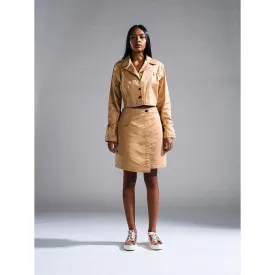 PRIMAL GRAY Beige Recycled Cotton Cropped Trench Jacket