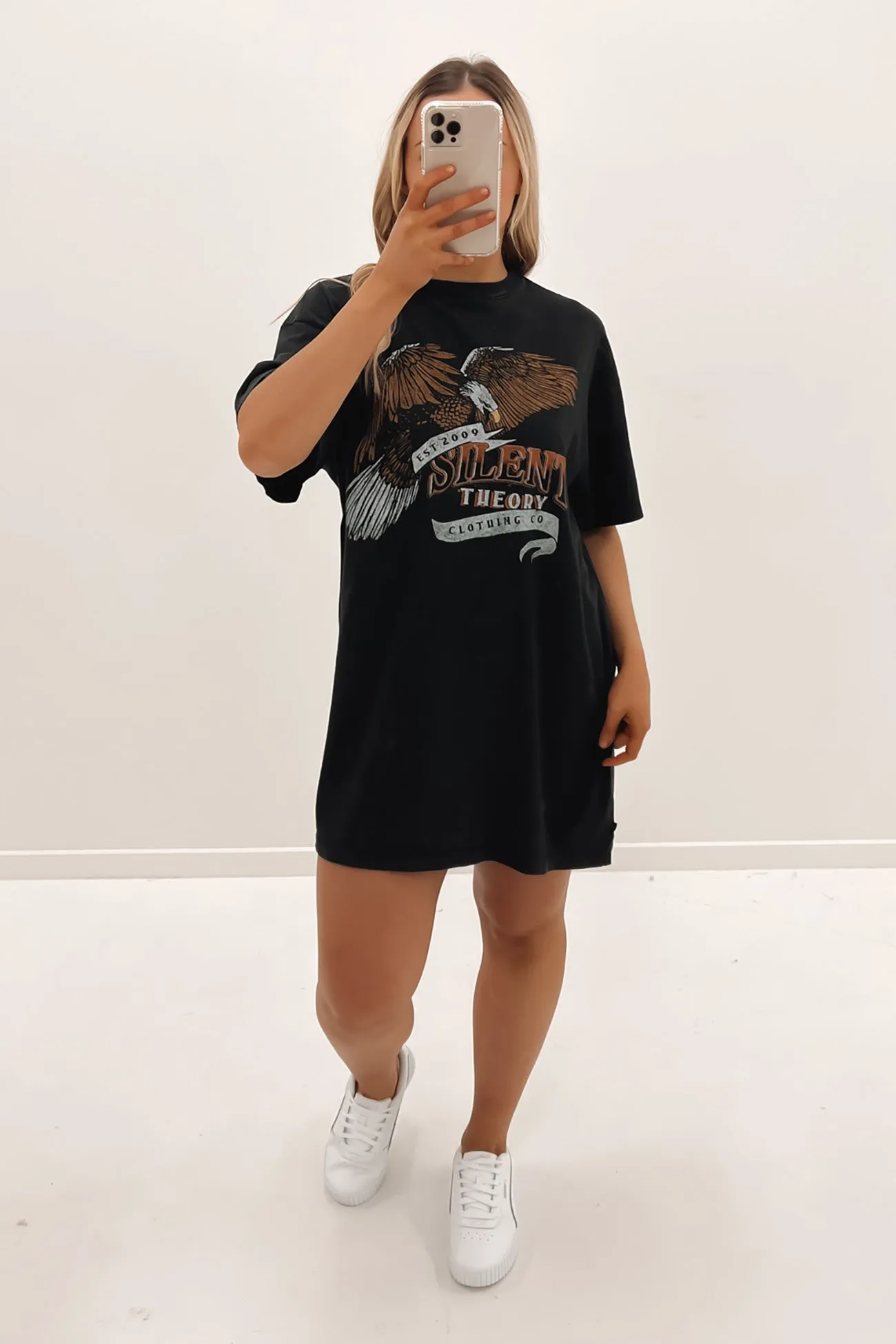 Raptor Tee Dress Washed Black