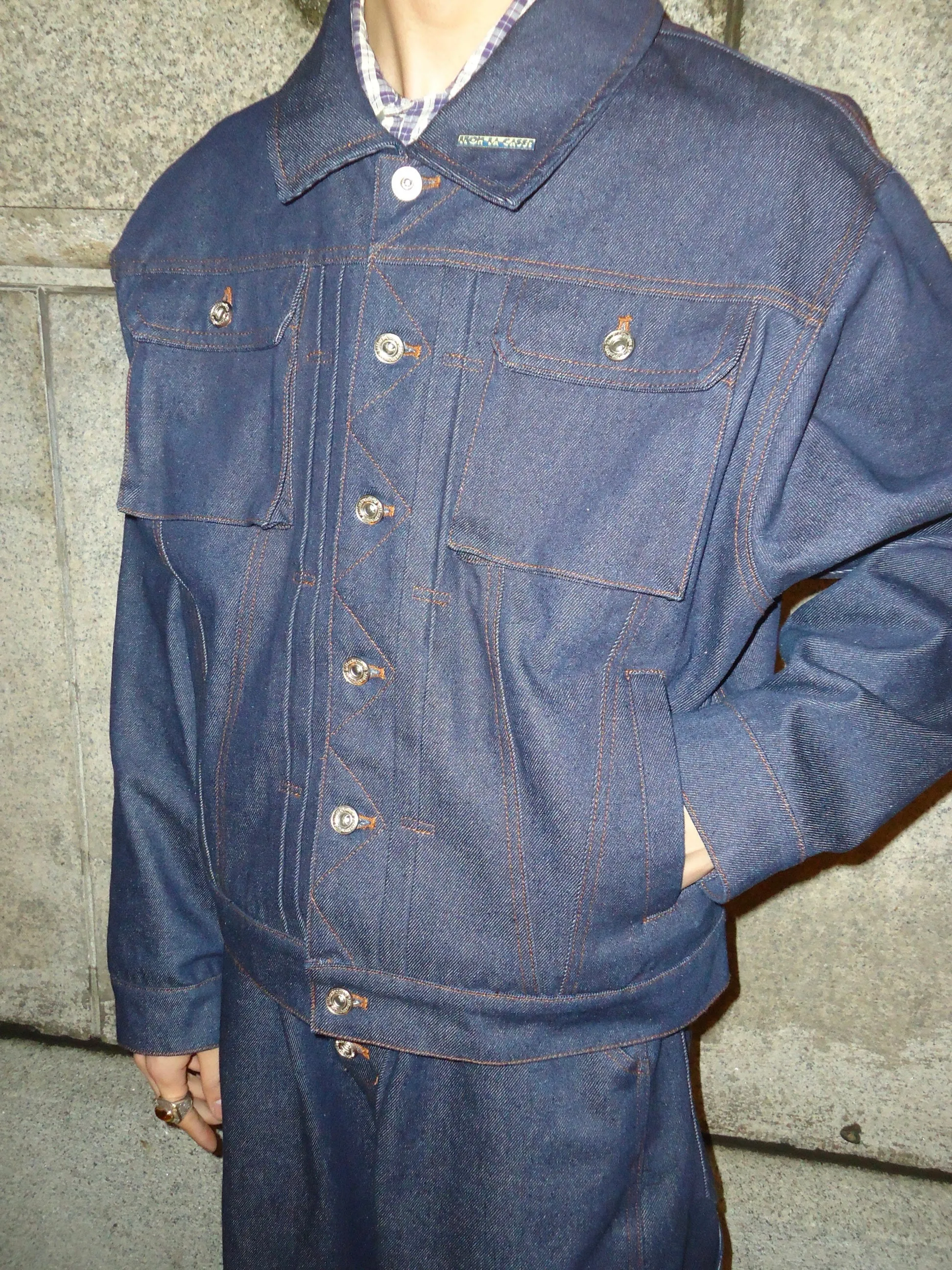 Rigid box short denim jacket