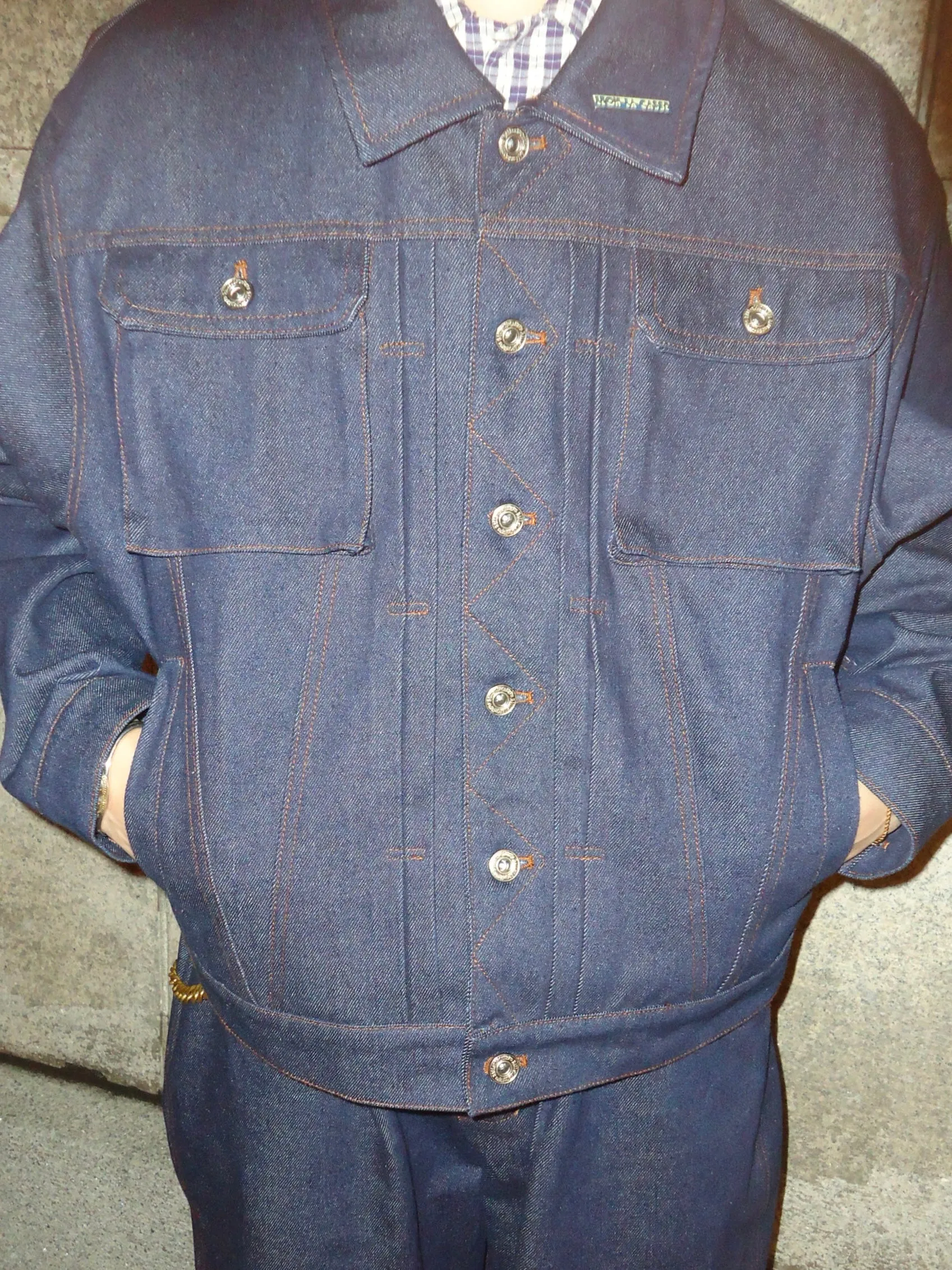 Rigid box short denim jacket