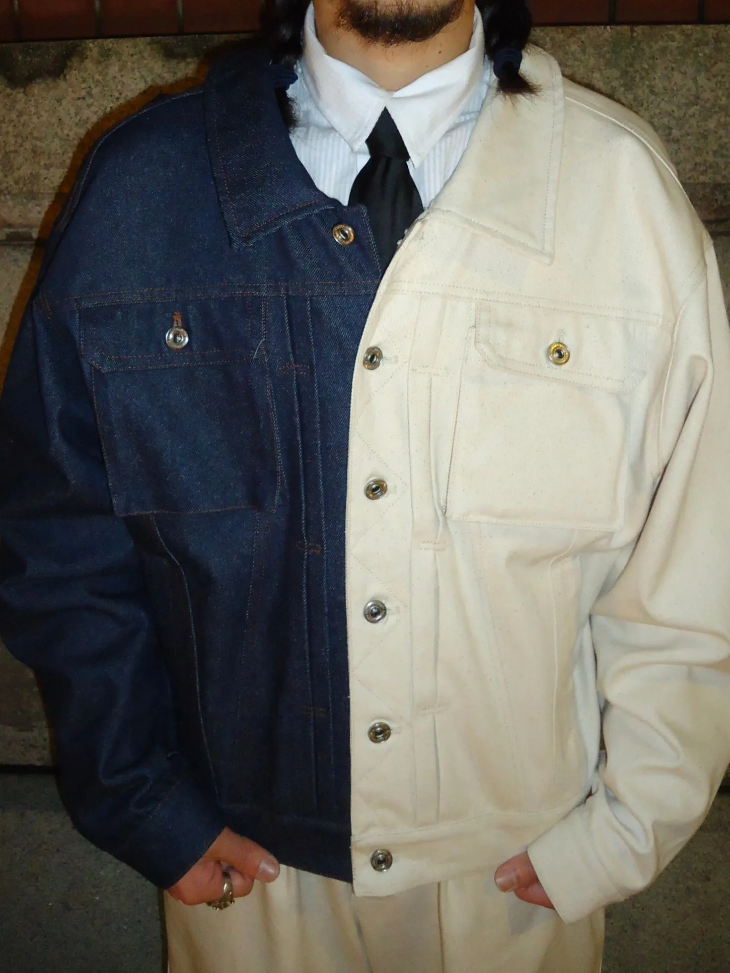 Rigid box short denim jacket