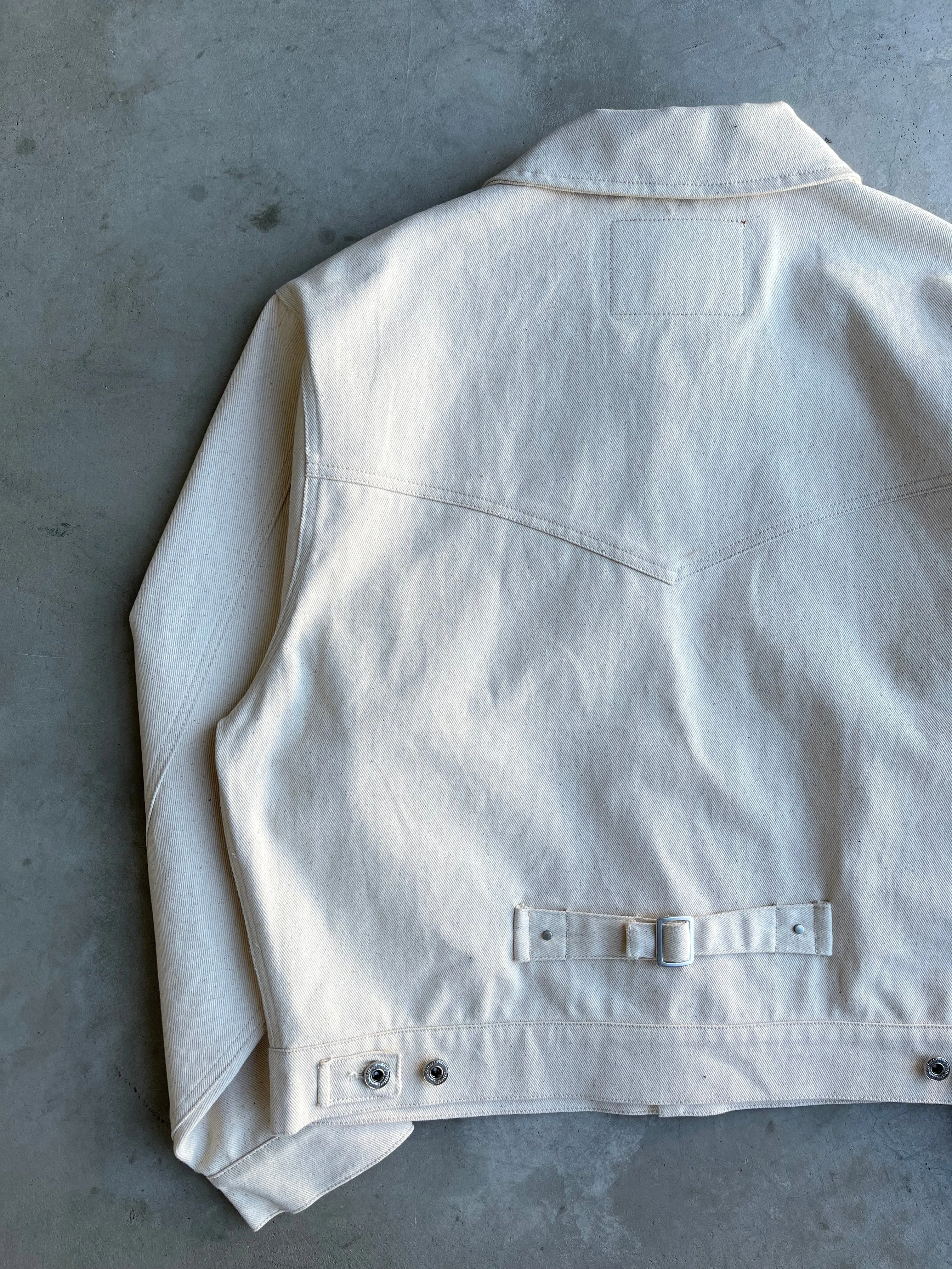 Rigid box short denim jacket