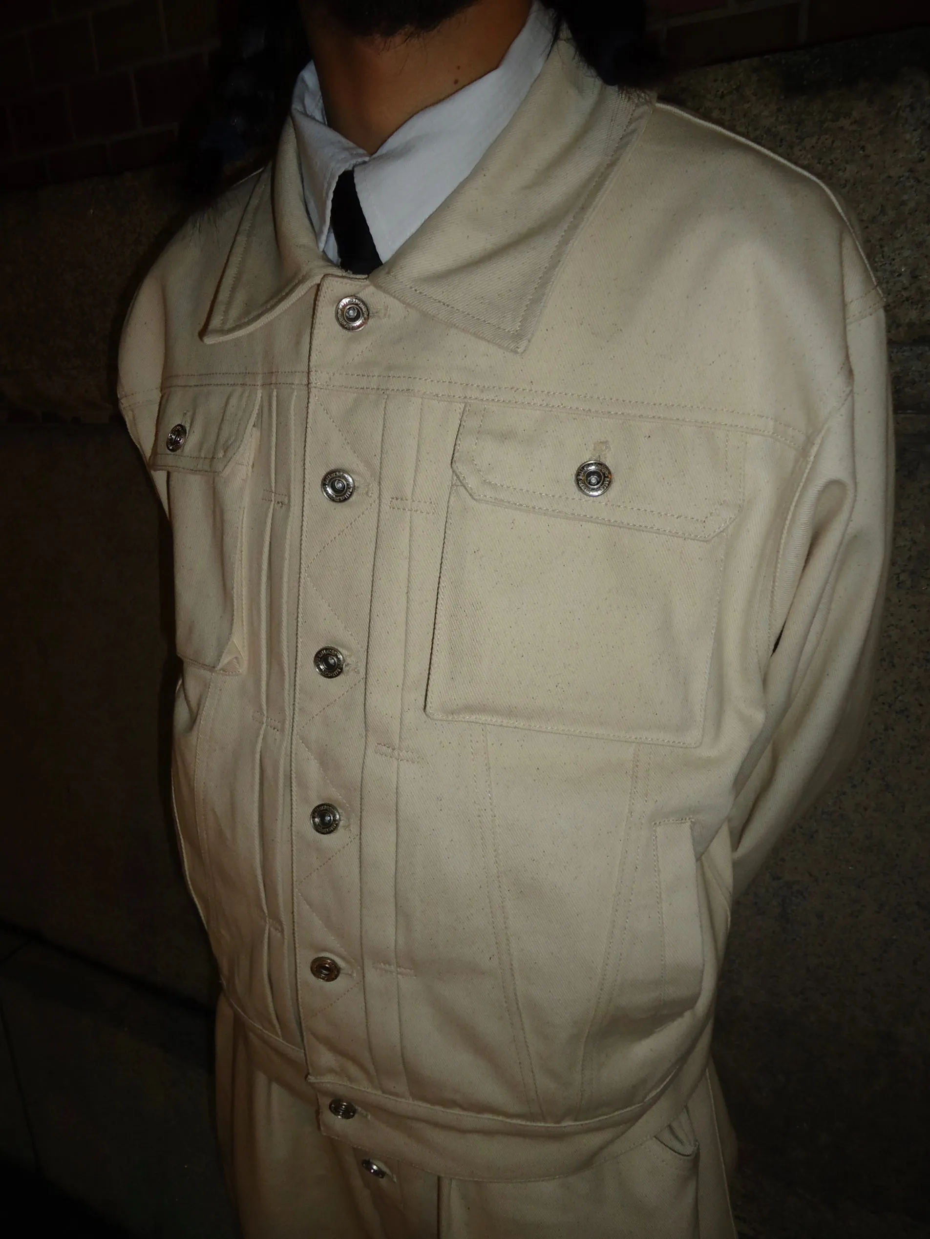 Rigid box short denim jacket