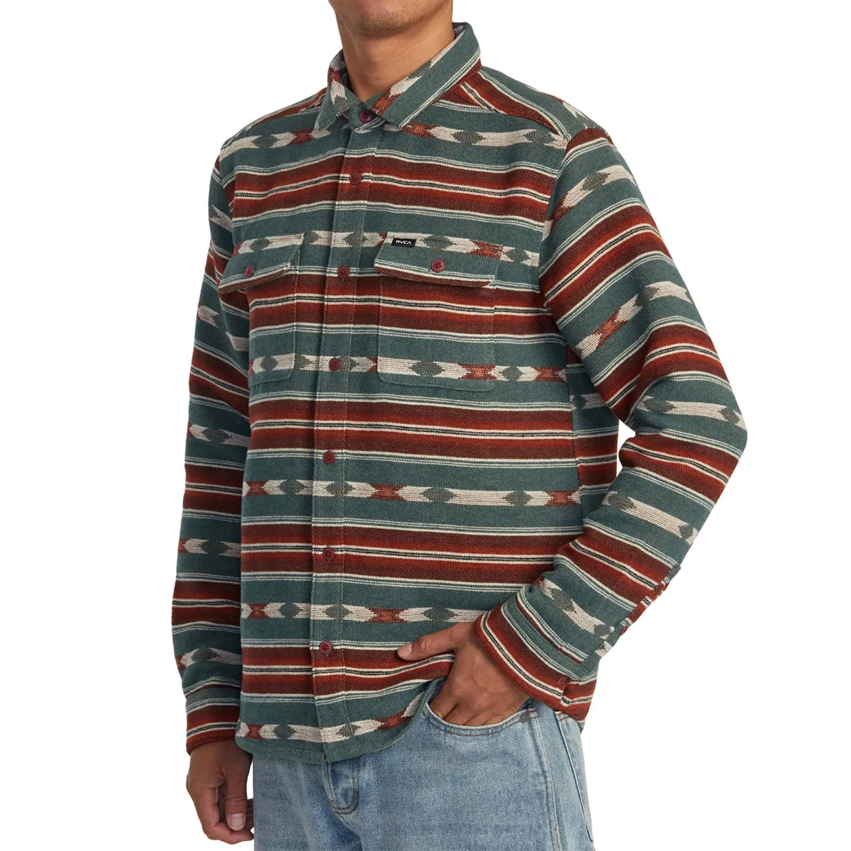 RVCA Blanket Long Sleeve Button-Up Flannel Shirt