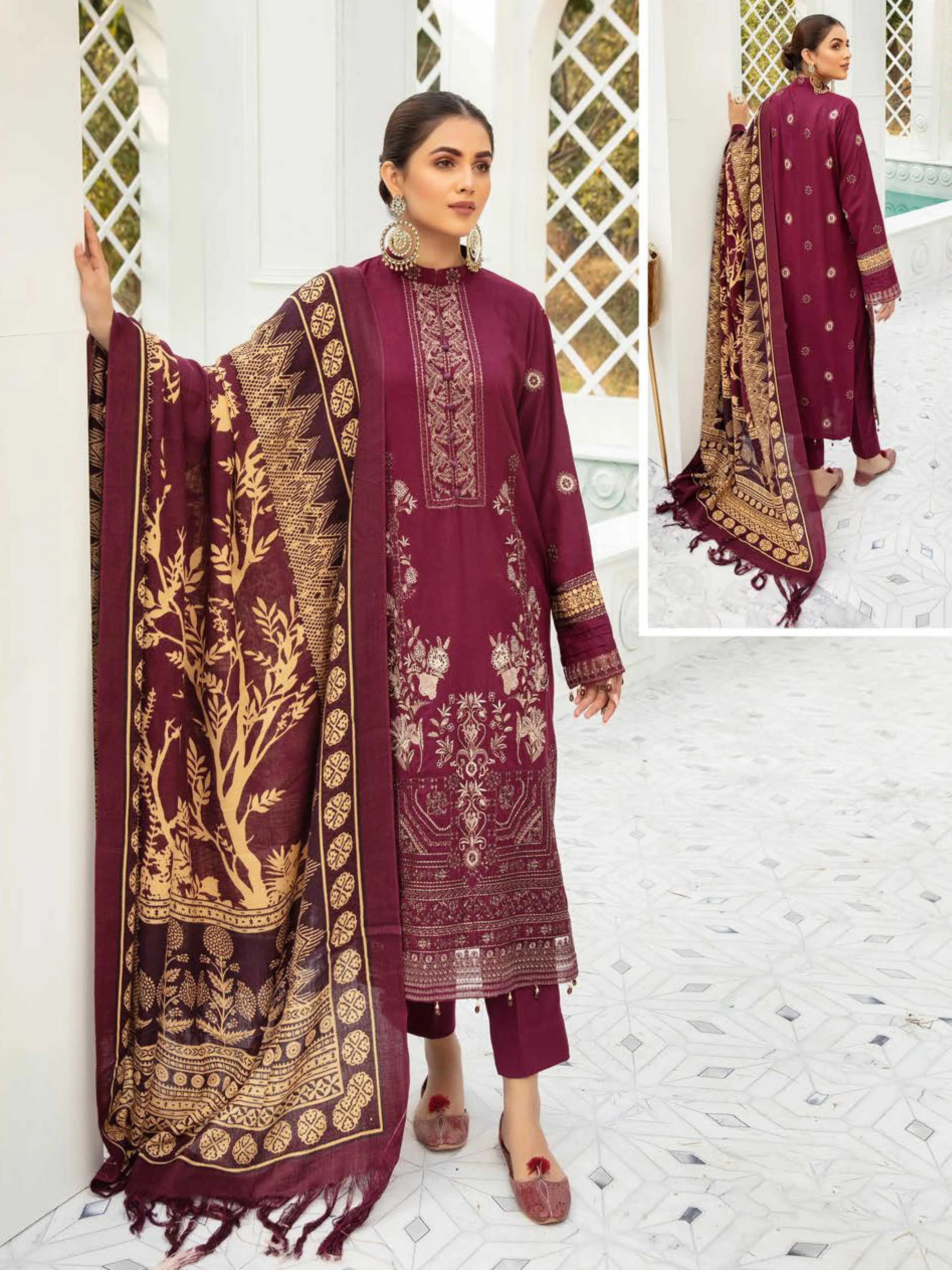Shaista Peach Emb Unstitched 3 Piece Pure Wool Vol-01 Collection’2021-D-856