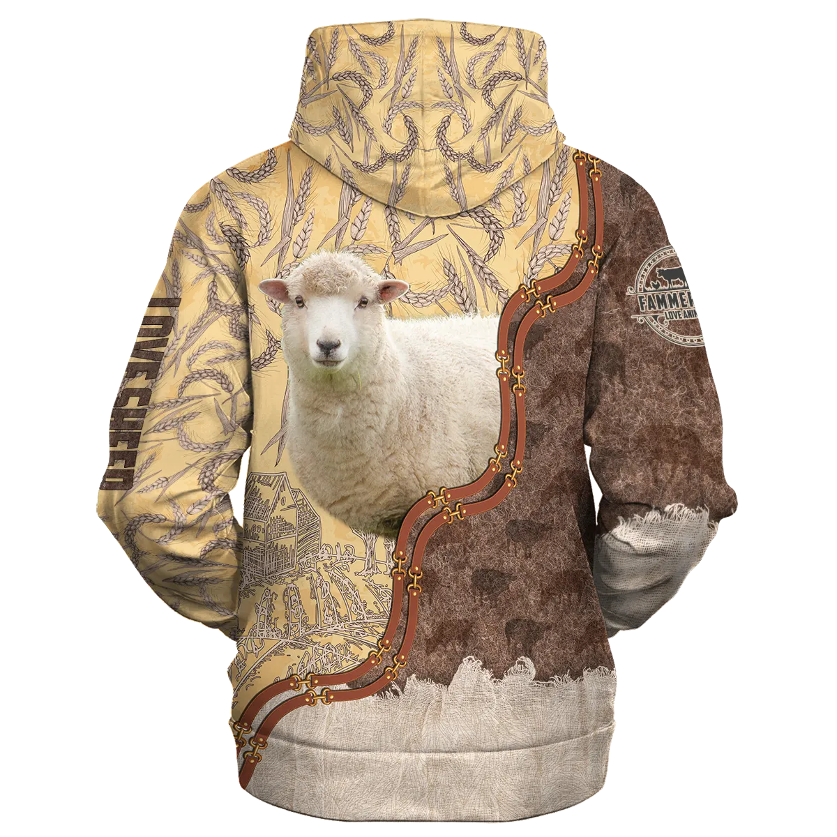 Sheep Lovers In Barley Pattern Hoodie