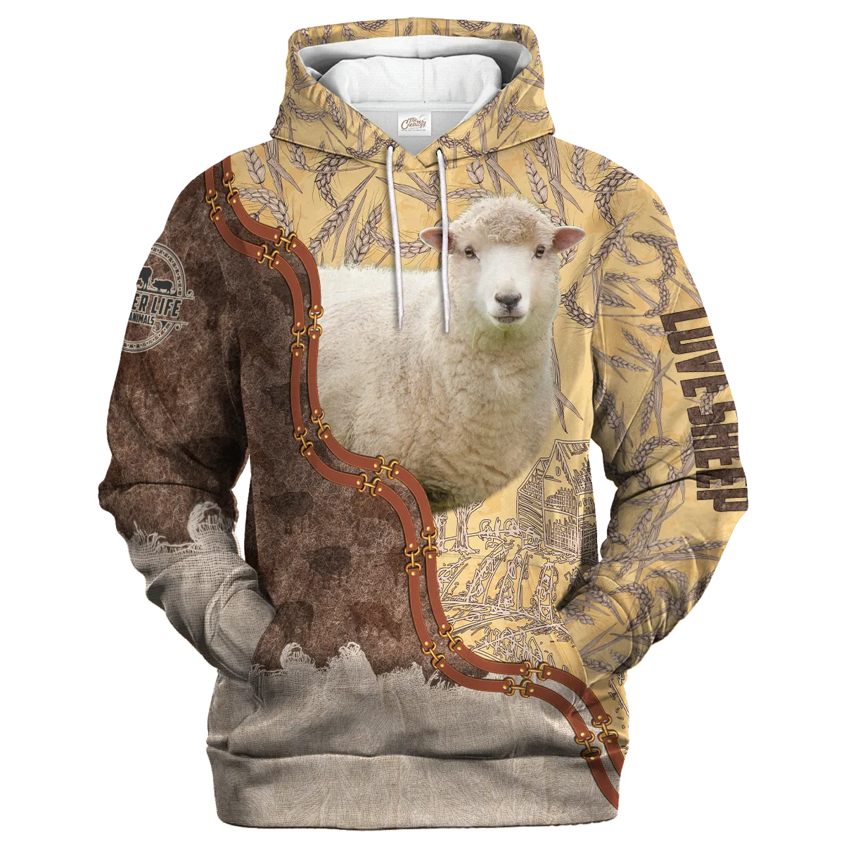 Sheep Lovers In Barley Pattern Hoodie