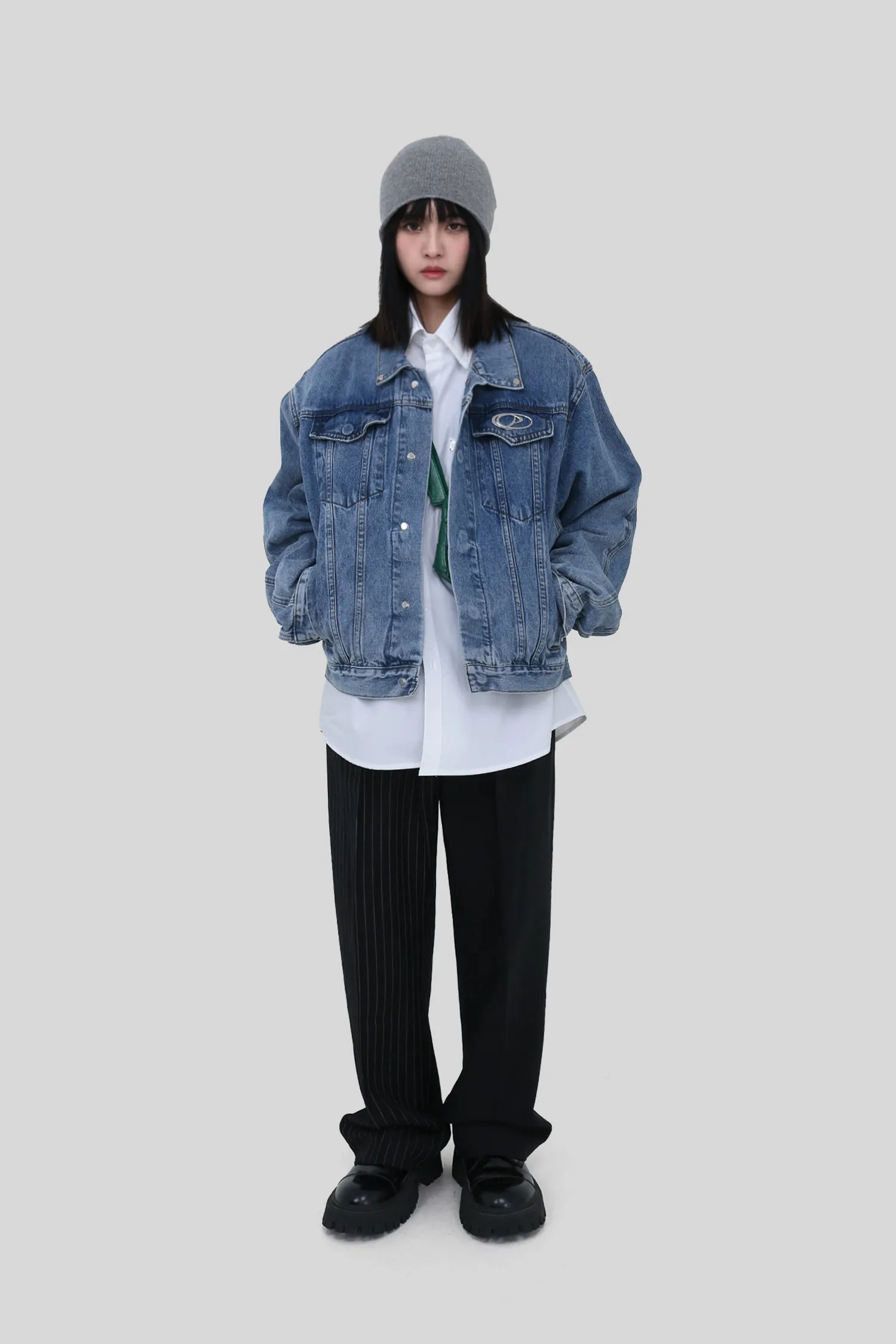 Short length logo denim jacket