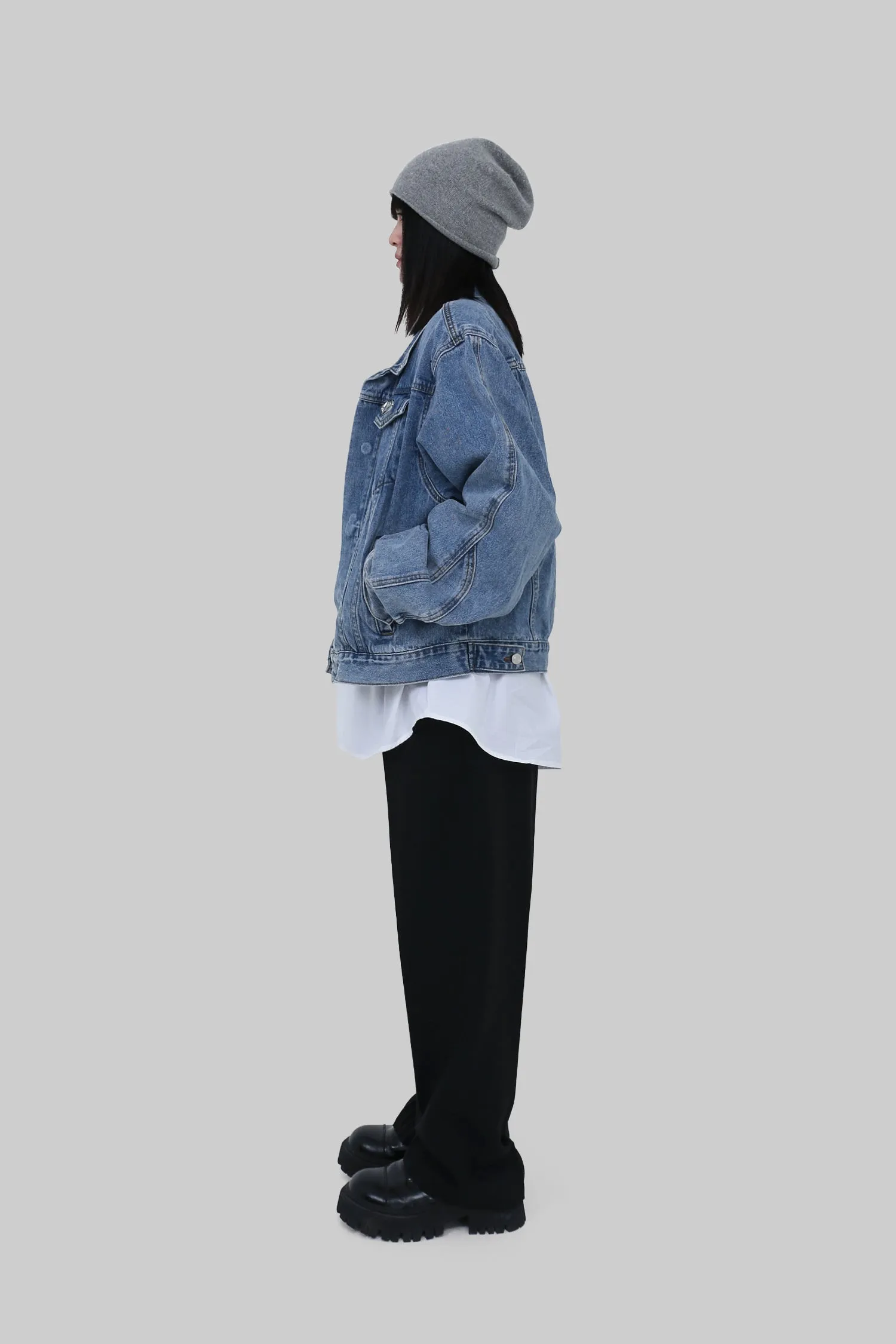 Short length logo denim jacket