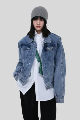 Short length logo denim jacket